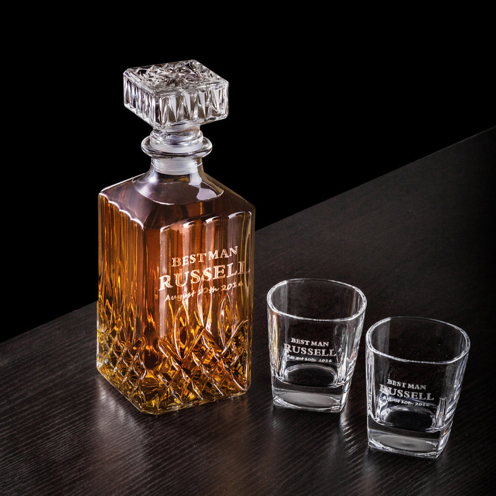 Personalized Whiskey Decanter Set With Box Groomsman Gifts