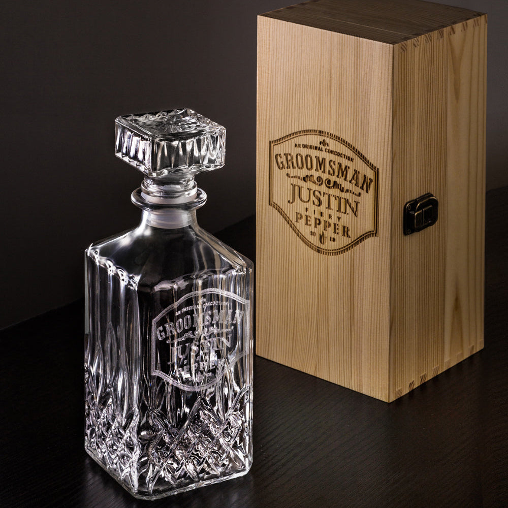 Personalized Whiskey Decanter Set With Box Groomsman Gifts