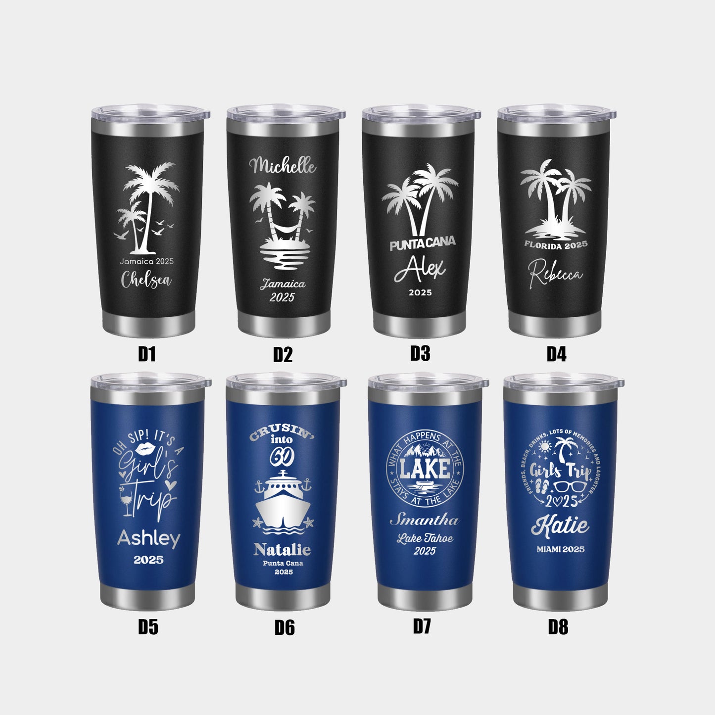Personalized Stainless Steel Vacation Tumbler 20OZ with Metal Straw