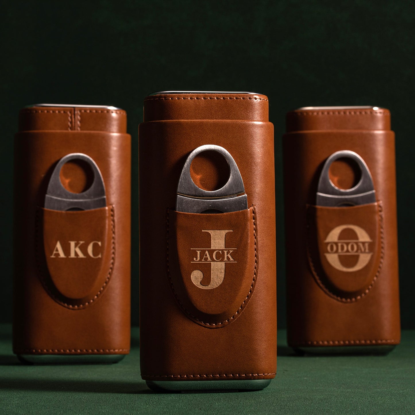 Groomsmen Gifts Leather Cigar Case with Cutter