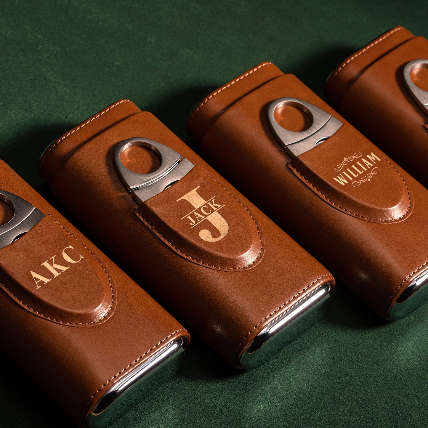 Groomsmen Gifts Leather Cigar Case with Cutter