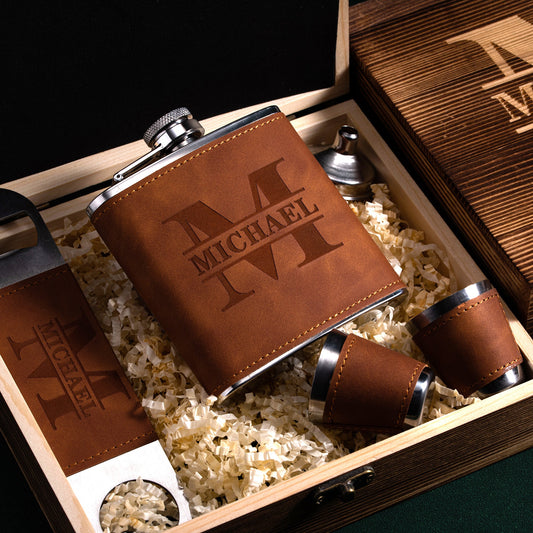 Groomsmen Proposal Box Set Bottle Opener and Flask