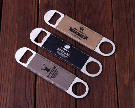 Personalized Leather Bottle Opener - Groomsmen Gifts - photo 1