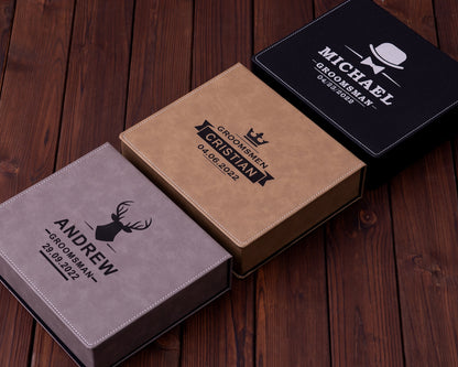 Personalized Flask & Bottle Opener Leather Gift Box Set - photo 9