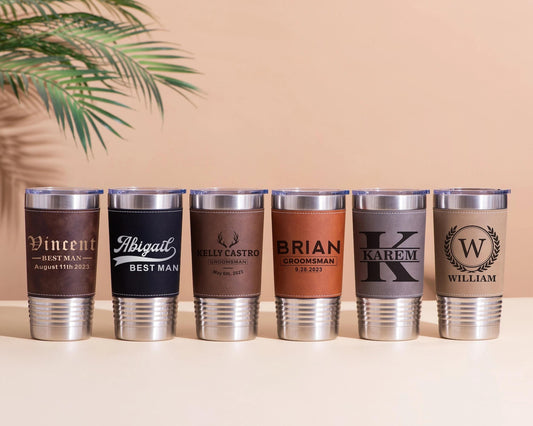 Personalized 20oz Leatherette Tumbler - Groomsmen Gifts - photo 1