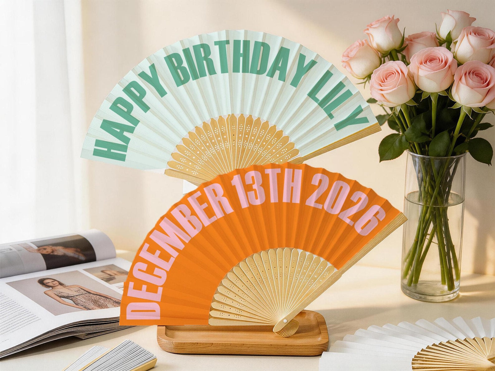 Retro Curved Font Custom Hand Fan