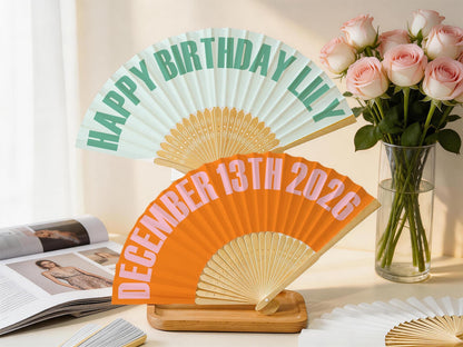 Retro Curved Font Custom Hand Fan