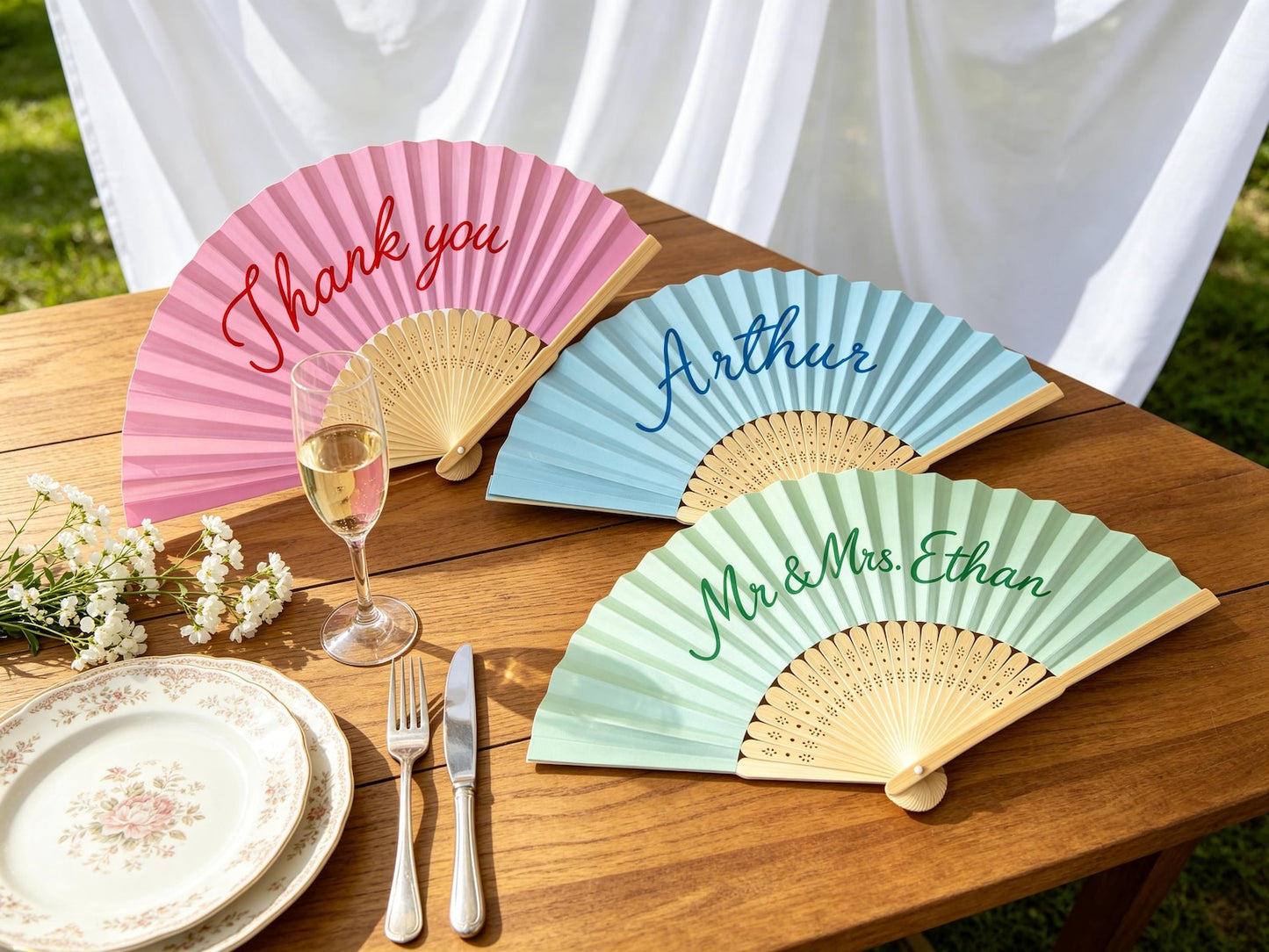 Personalized Handwritten Text Paper Fans
