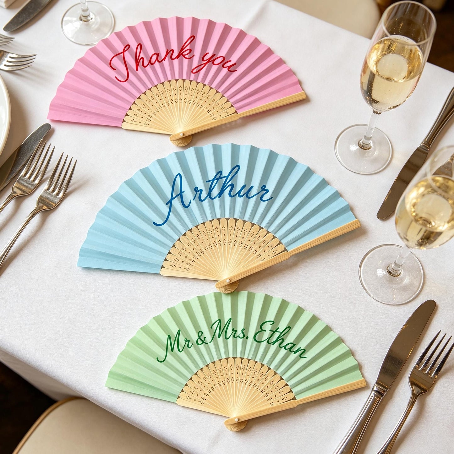 Personalized Handwritten Text Paper Fans