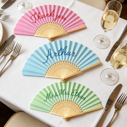Personalized Handwritten Text Paper Fans