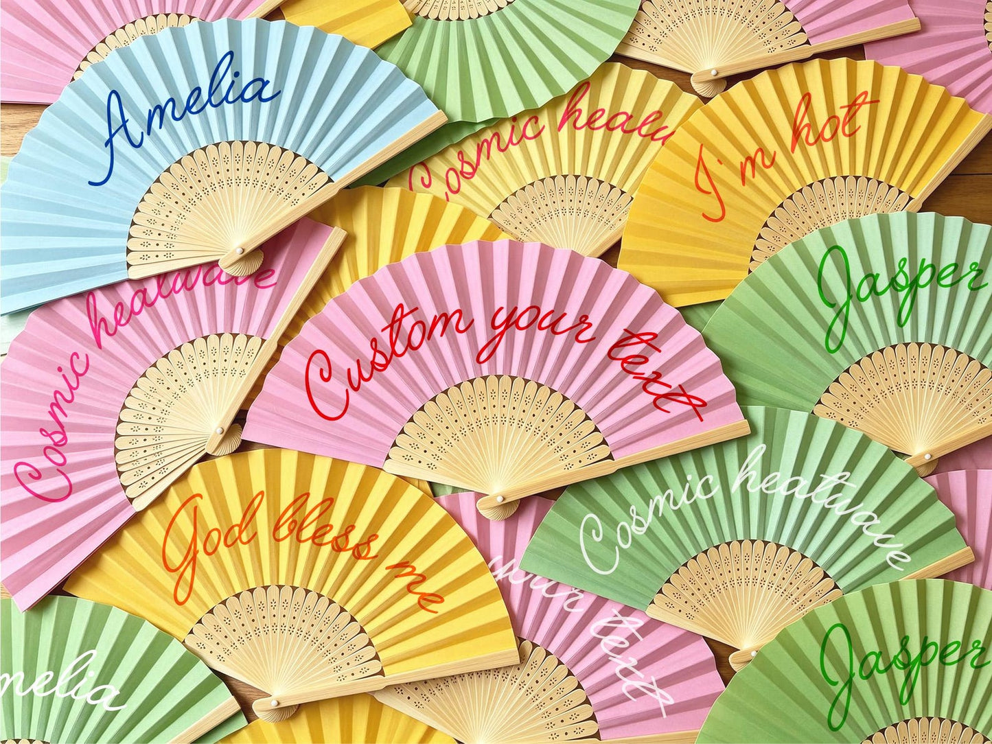 Personalized Handwritten Text Paper Fans