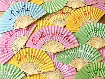 Personalized Handwritten Text Paper Fans