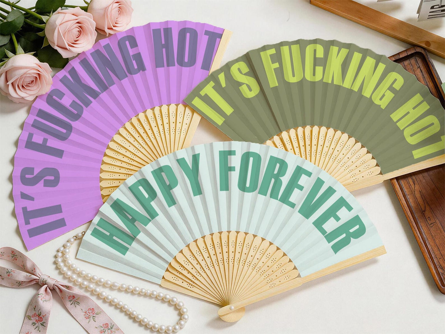 Retro Curved Font Custom Hand Fan