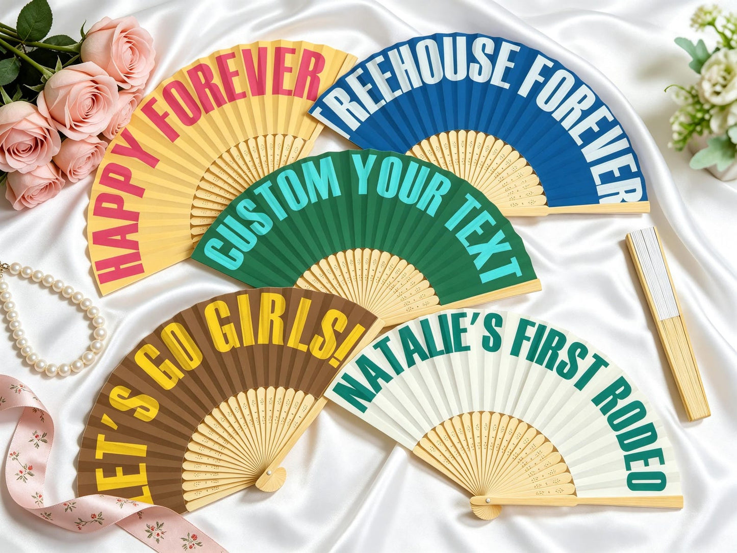 Retro Curved Font Custom Hand Fan
