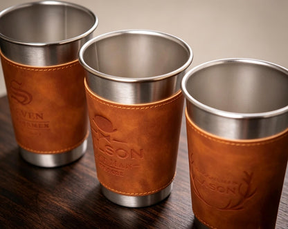 Personalized 14oz Beer Cup with Leatherette Holder - photo 5