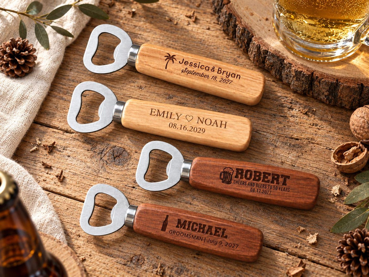 Bulk Custom Wooden Bottle Openers - Personalized Wedding Favors - photo 4