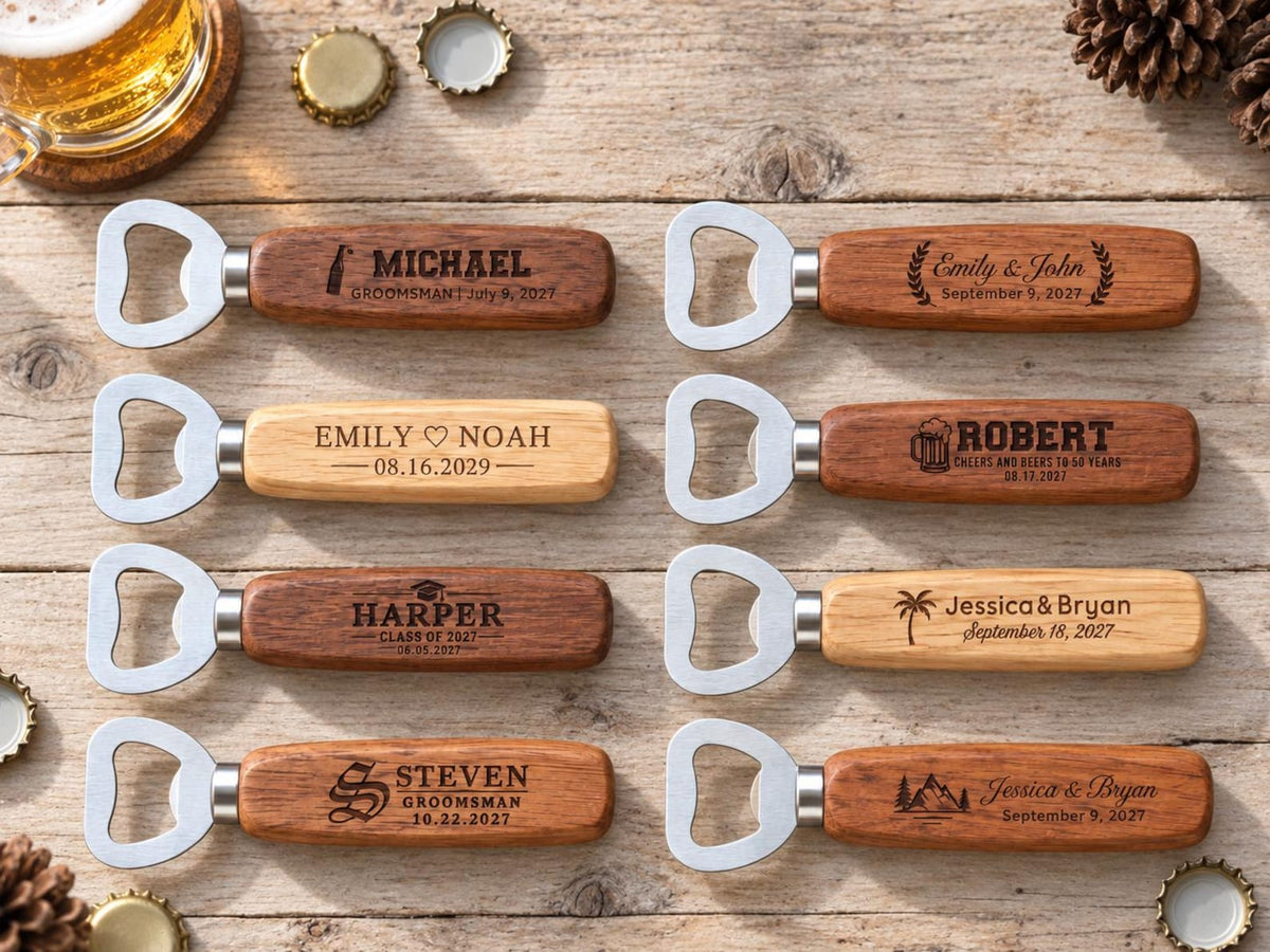Bulk Custom Wooden Bottle Openers - Personalized Wedding Favors - photo 2