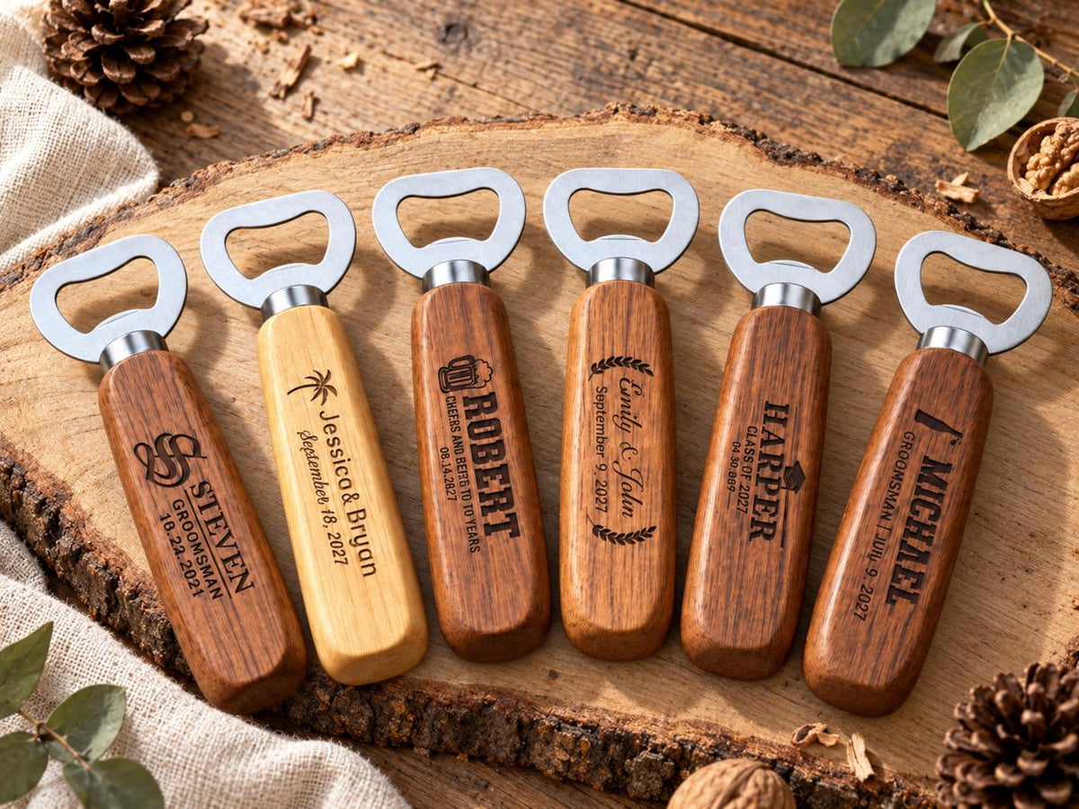 Bulk Custom Wooden Bottle Openers - Personalized Wedding Favors - photo 5