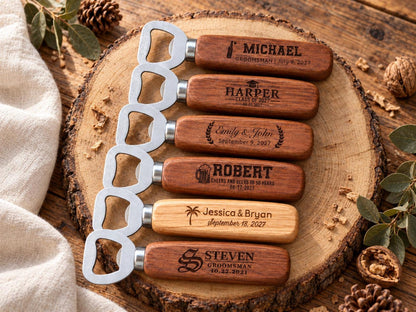 Bulk Custom Wooden Bottle Openers - Personalized Wedding Favors - photo 1