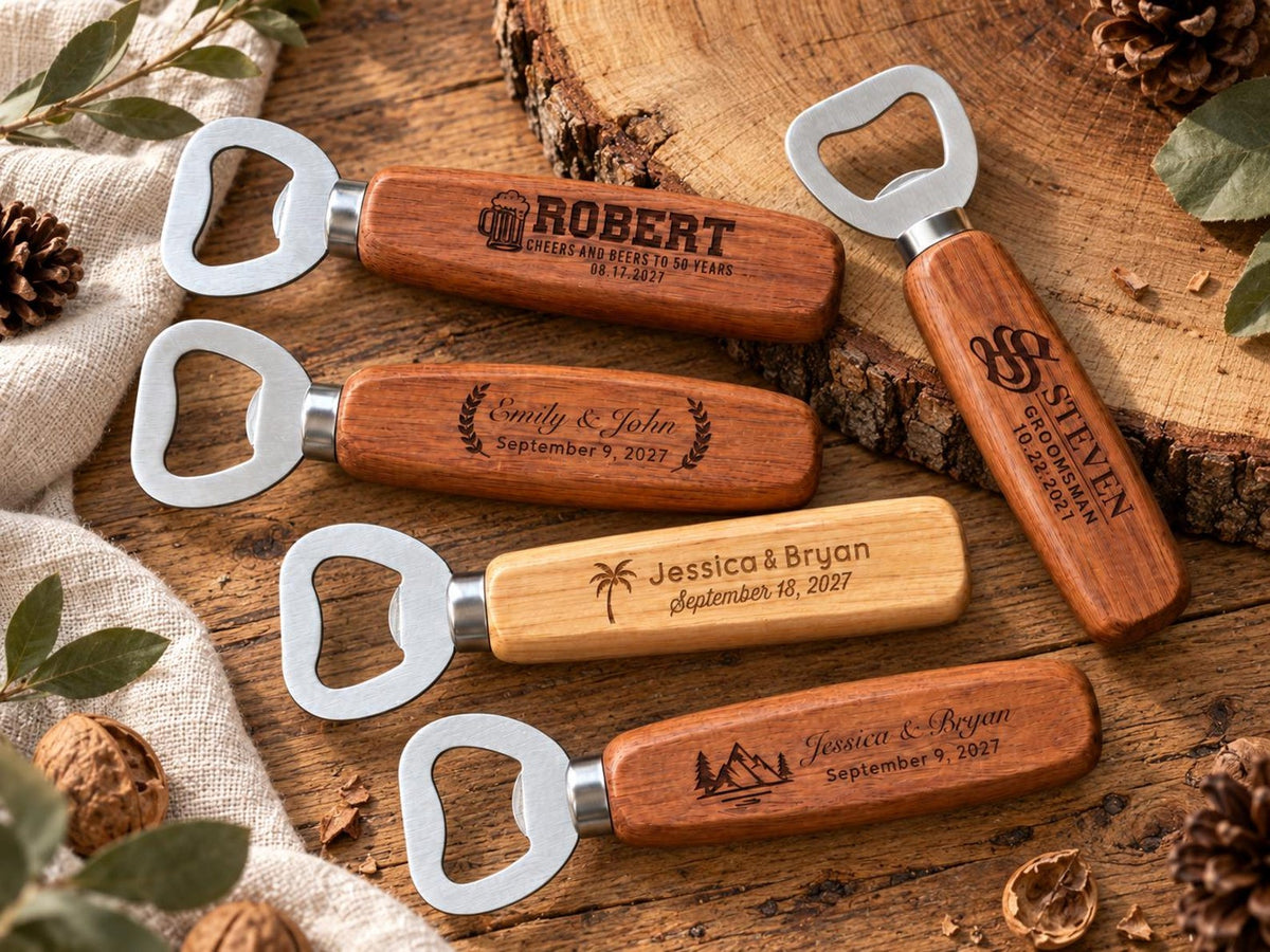 Bulk Custom Wooden Bottle Openers - Personalized Wedding Favors - photo 3