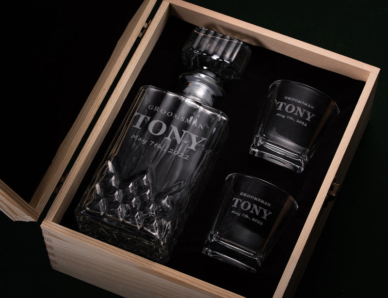 Groomsmen Gifts Personalized Whiskey Decanter Set